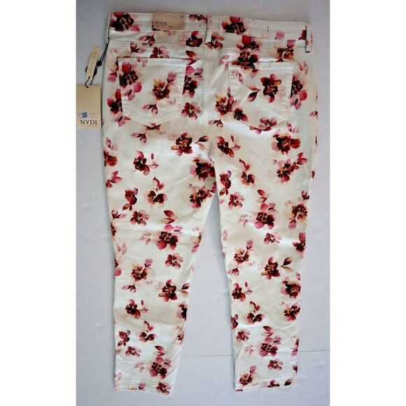 NYDJ Womens Sz 12 Bonnieux Floral-Print Sheri Slim Released-Hem Ankle Jeans $119 - Picture 2 of 10